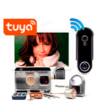 Комплект беспроводной Wi-Fi видеодомофон SkyNet 1100-Tuya (1+0+AX066) домофон, панель и замок AX066